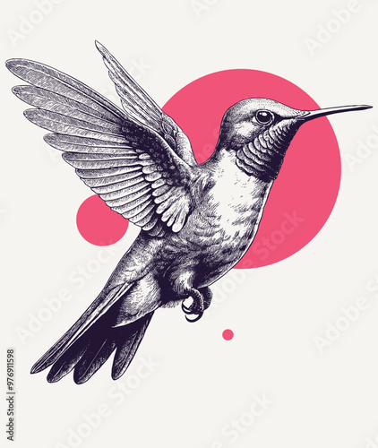 Obraz na płótnie Vintage engraving of a hummingbird w salonie