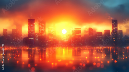 A city skyline with a vibra...