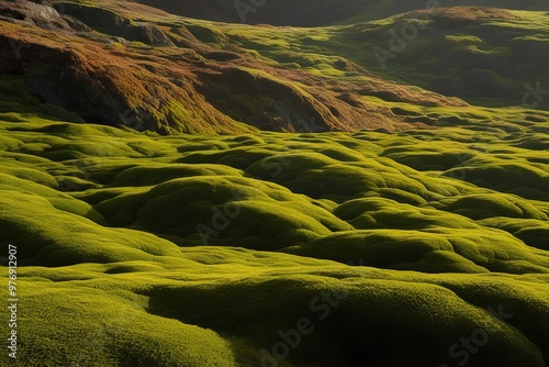 Lush Moss Green Landscape Featuring Rich Textures and Vibrant Colors photo