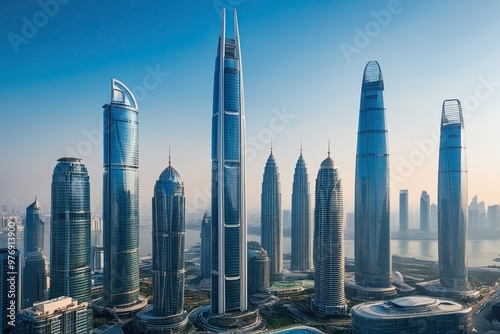 Innovative Sustainable Urban Architecture and Dynamic Design in High-Tech Skyscrapers
