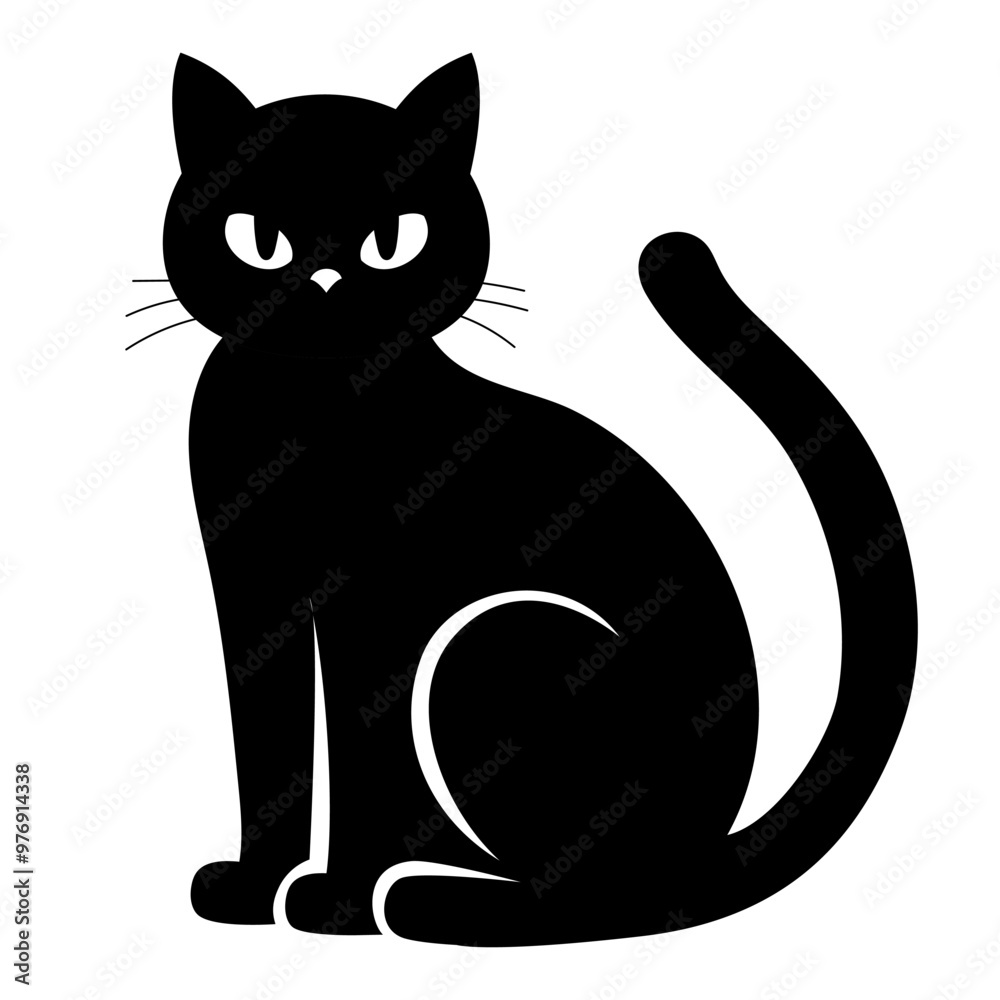 Halloween black cat silhouette isolated on white. Vector illustration Halloween black cat silhouette isolated on white. Vector illustration