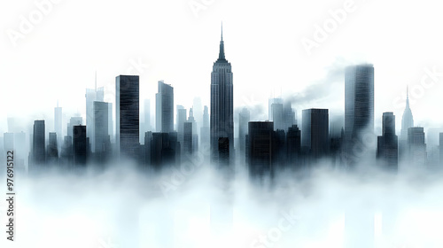 A cityscape with tall build...