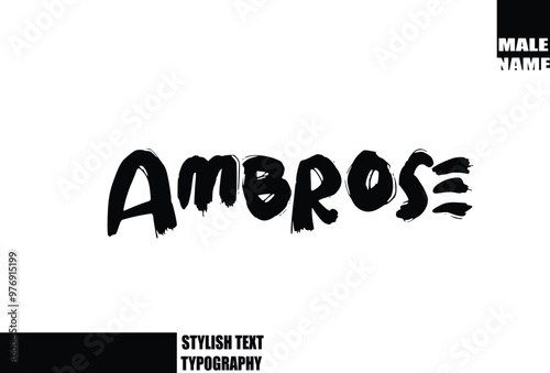 Bold Grunge And Rough Brush Text Typography Of Baby Boy Name Ambrose photo