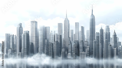 A cityscape with tall skysc...