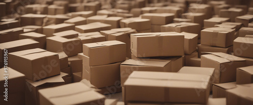 Many brown cardboard boxes with space for writing on them