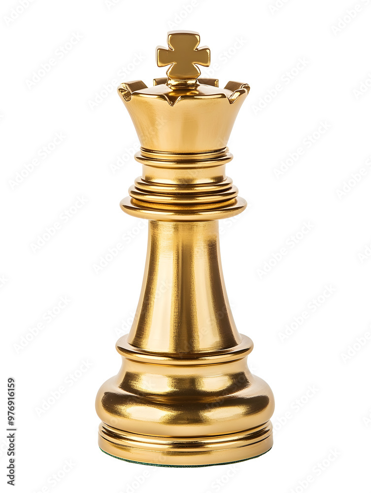 Golden chess king isolated on white background. Strategy planning and competition Golden chess king isolated on white background. Strategy planning and competition