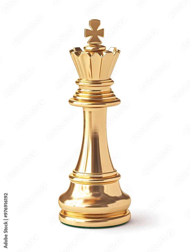 Golden chess king isolated on white background. Strategy planning and competition Golden chess king isolated on white background. Strategy planning and competition