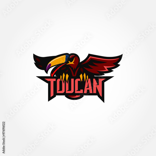 Logo Illustration Mascot Of Toucan With Illustration Of Basket Ball