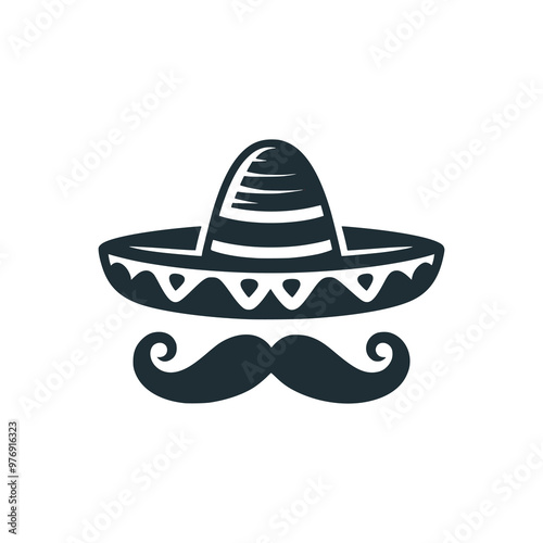 sombrero moustache culture logo vector illustration template design