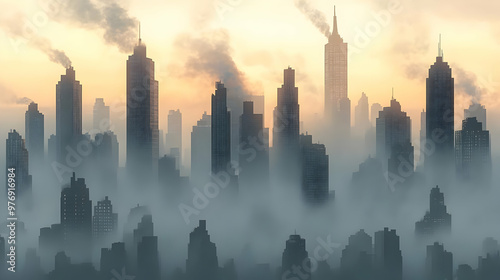 A dense fog shrouds a city ...