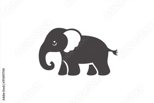 A Vector stylized logo of baby elephant , isolated on white background