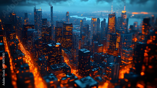A dramatic aerial view of a...