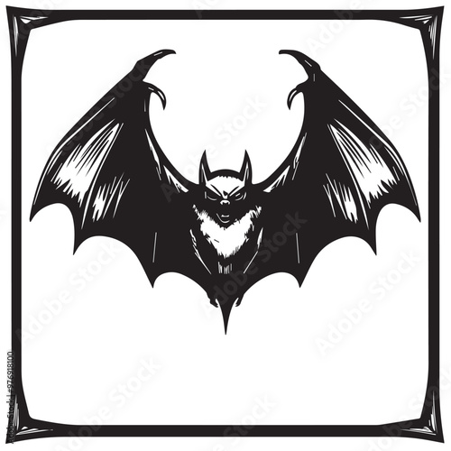 Bat in cartoon, doodle style . Image for t-shirt, web, mobile apps and ui. Isolated 2d vector illustration in logo, icon, sketch style, Eps 10, black and white. AI Generative