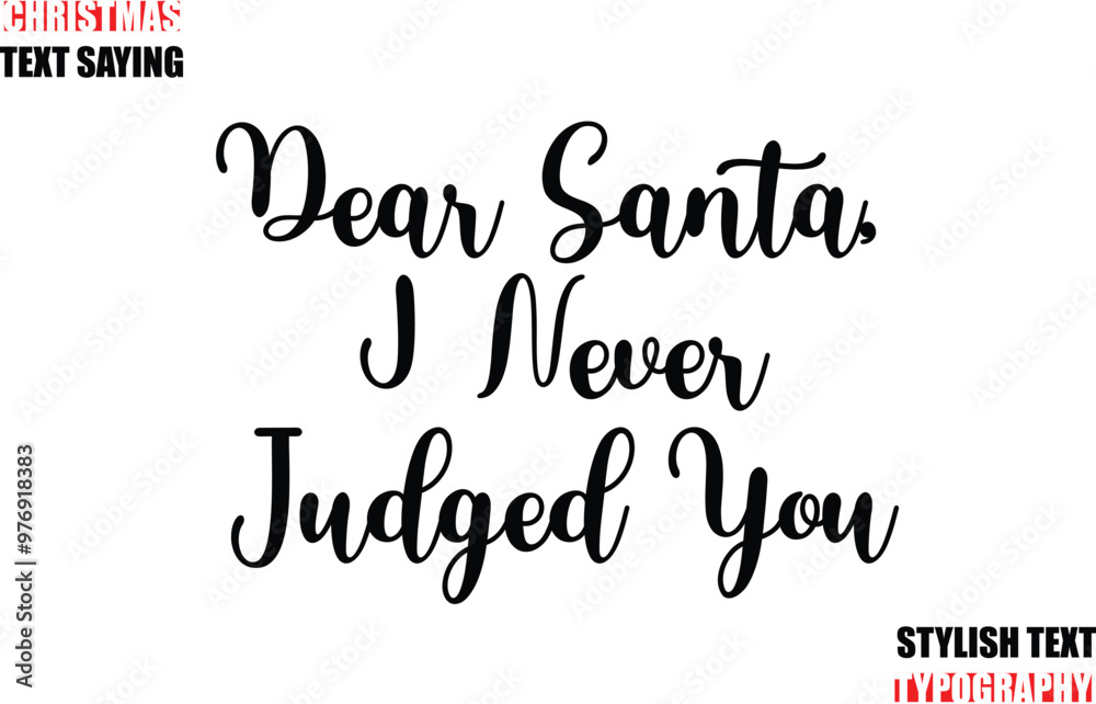 Fototapeta premium Typescript Cursive Text Christmas Quote Dear Santa, I Never Judged You
