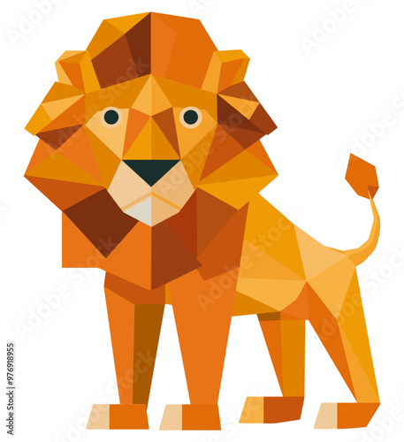 Low Poly Lion. Flat Vector Illustration