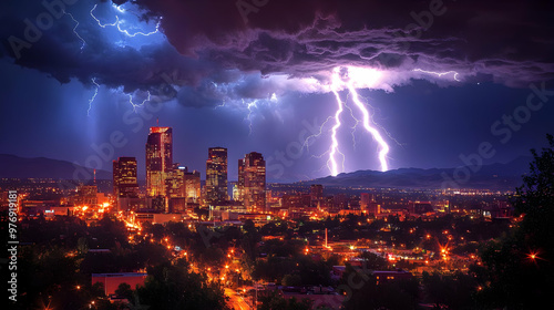A dramatic lightning storm ...