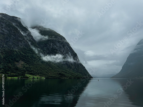 misty fjord in norway  photo