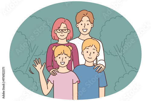 Smiling family with children in park