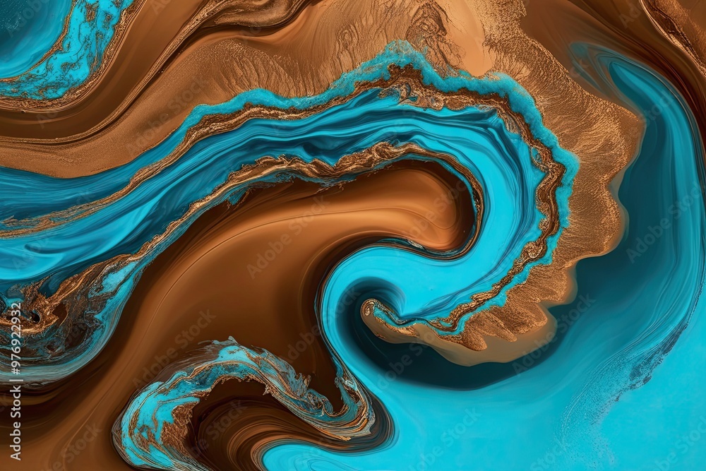 Azure Flow Fusion Vibrant Splash of Lively Bronze and Turquoise Colors Azure Flow Fusion Vibrant Splash of Lively Bronze and Turquoise Colors