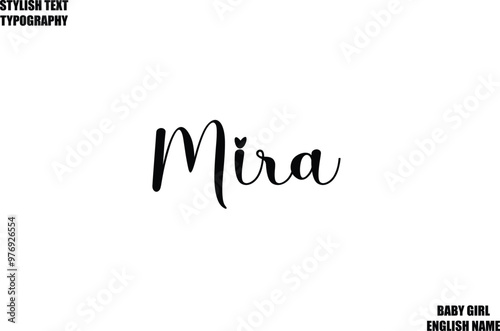Baby Girl Name Stylish Cursive Text Typography Mira