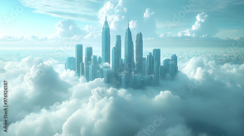 A futuristic city floating ...