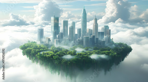 A futuristic city floating ...