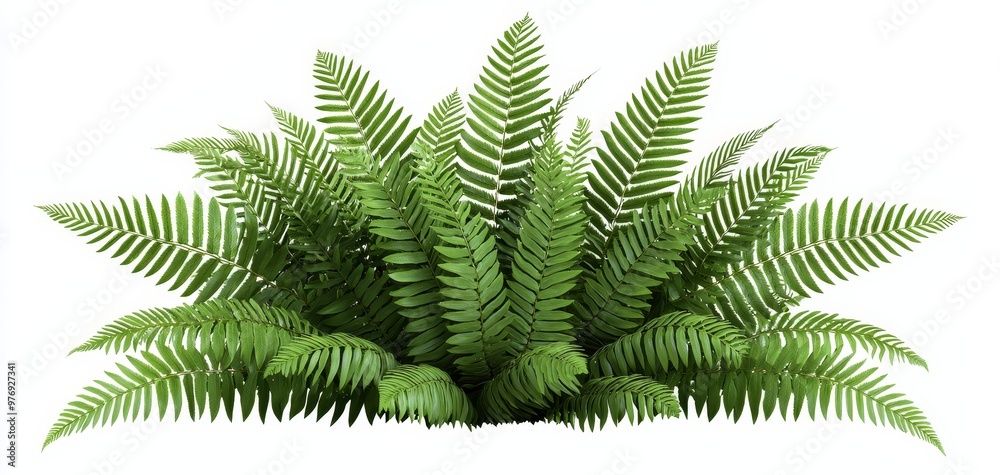 Create an artistic, photorealistic frontal view of a lush, green fern plant Showcase intricate details of the leaves, veins, and texture in a digital format Create an artistic, photorealistic frontal view of a lush, green fern plant Showcase intricate details of the leaves, veins, and texture in a digital format