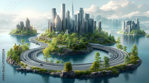 A futuristic city with wind...
