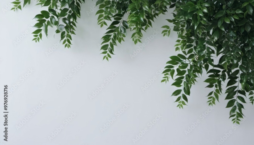 Plant on a white wall, light surface for mockup and text. ai Plant on a white wall, light surface for mockup and text. ai