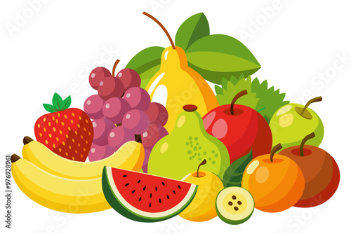 Vector illustration with fruits on a white background