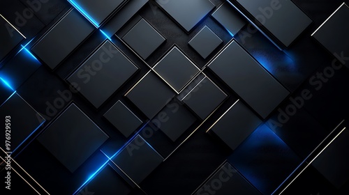 Wallpaper Mural Abstract Geometric Pattern with Blue and Gold Accents Torontodigital.ca