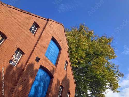 Historic facade at Oude Pekela Groningen Netherlands. photo