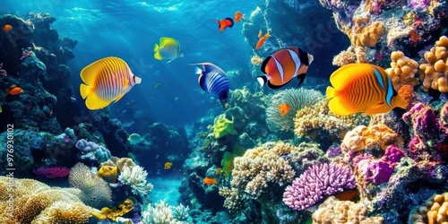 Wallpaper Mural coral reef teeming with colorful fish  Torontodigital.ca