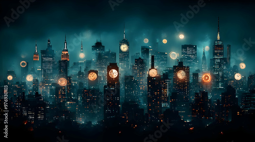 A futuristic cityscape with...