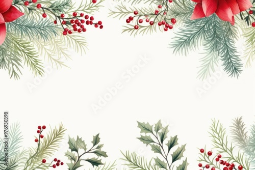 Illustrate a festive graphic design resonating with Nature and Floral elements for Christmas Merge pine trees photo