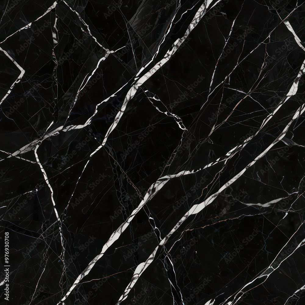 A Nero Marquina marble texture with deep black background and sharp white veining for a dramatic effect. A Nero Marquina marble texture with deep black background and sharp white veining for a dramatic effect.