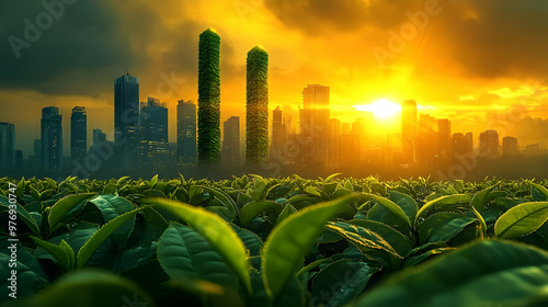 A futuristic cityscape with...