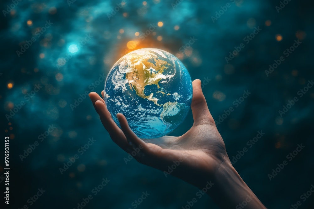 A hand reaching out to touch a holographic globe symbolizing global connectivity. A hand reaching out to touch a holographic globe symbolizing global connectivity.