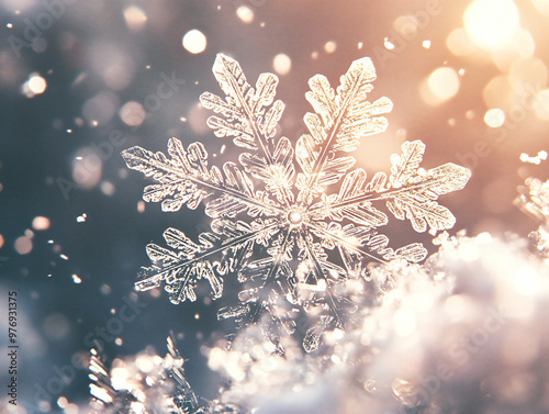 A delicate crystal snowflak...