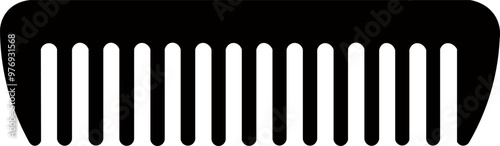 Minimalist illustration of a comb indicating personal or pet care. Art for barbershop, hairdresser, veterinary clinic or pet shop