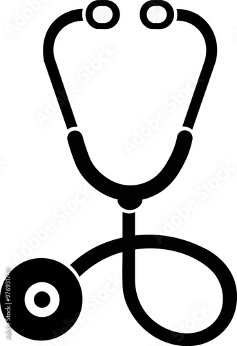 Minimalist illustration of a stethoscope. Art symbol of veterinary clinic, pharmacy, medical clinic, nursing or preventive health