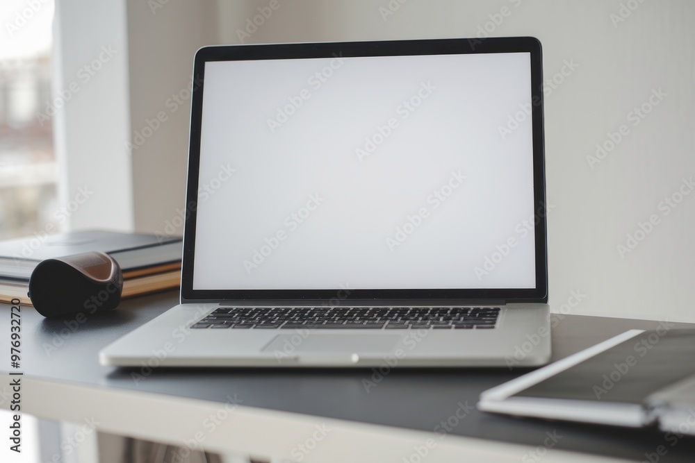 Blank Laptop Screen mockup on Office Desk Blank Laptop Screen mockup on Office Desk