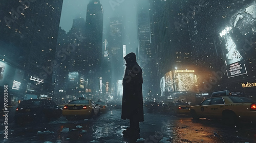 A lone figure stands in the...