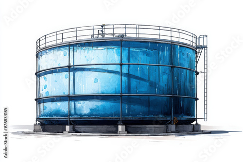 Large Cylindrical Water Tank - Industrial Storage