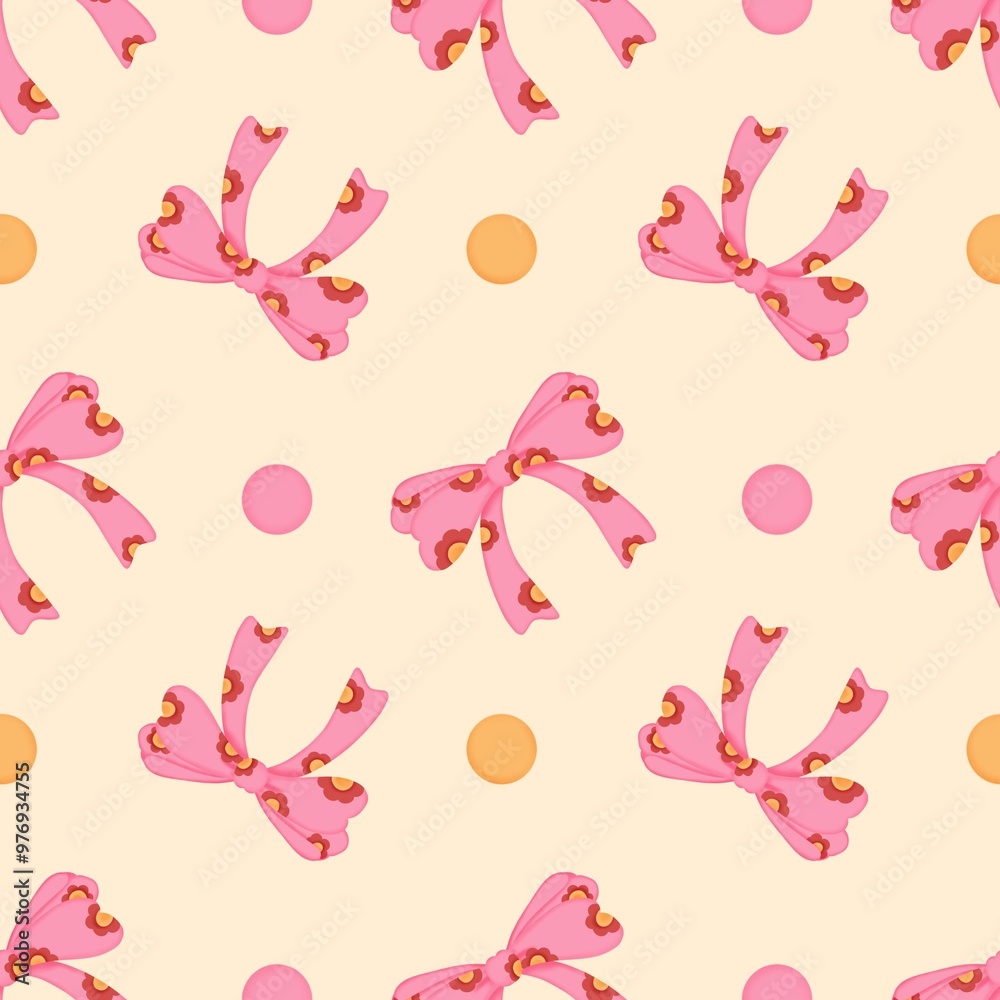 Obraz premium Cute retro bows seamless pattern.For fabric, packaging paper, scrapbooking.