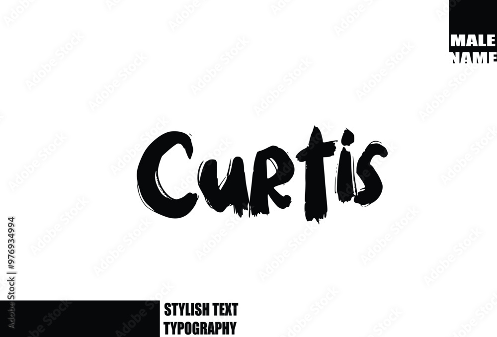 Bold Grunge And Rough Brush Text Typography Of Baby Boy Name Curtis.