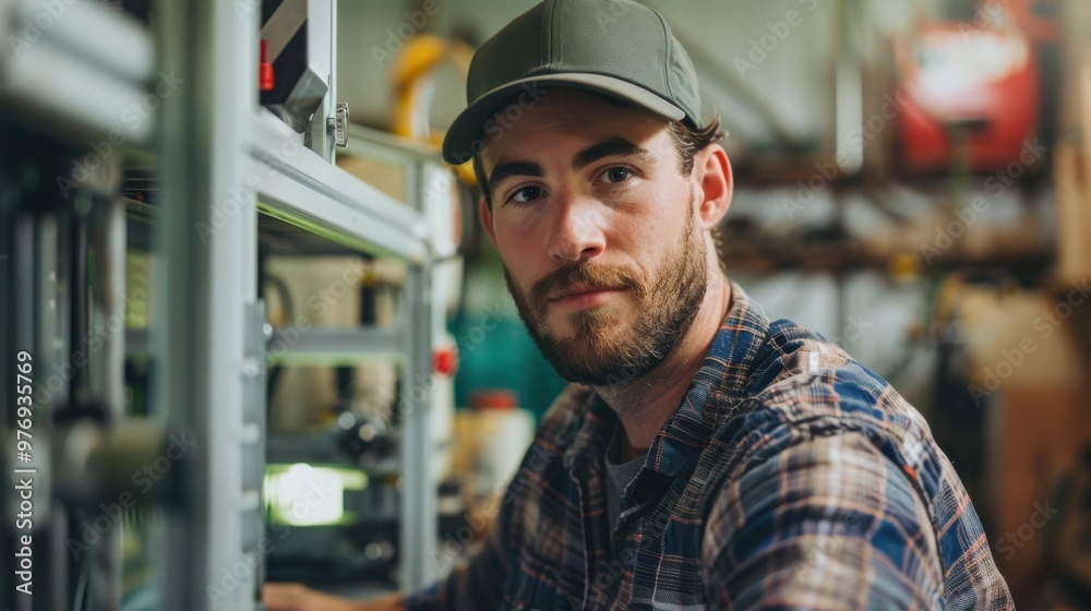A farmer using a 3D printer to create custom feed supplements for livestock. A farmer using a 3D printer to create custom feed supplements for livestock.