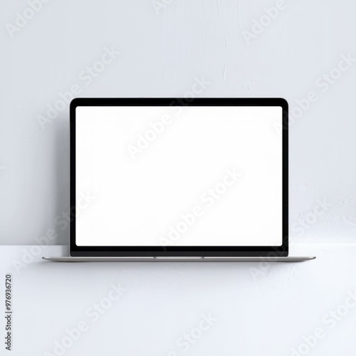 Blank Laptop Screen mockup on Office Desk
