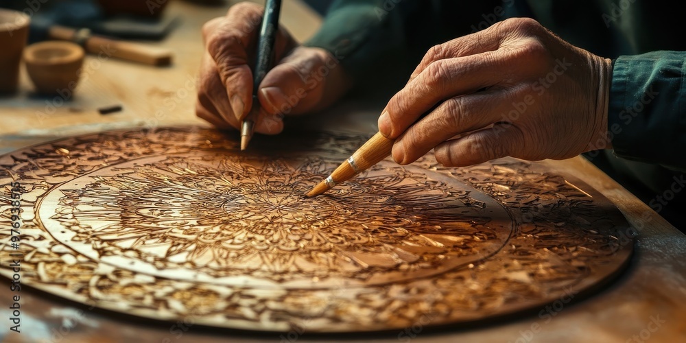 Obraz premium mandala being carefully crafted