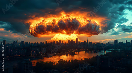 A massive mushroom cloud ri...